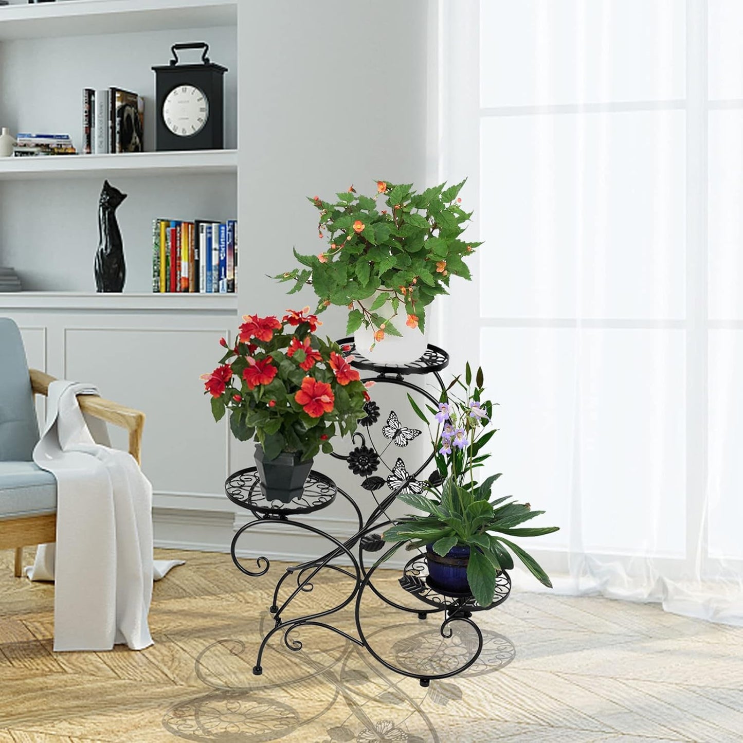 3-Tiers Metal Plant Stand Indoor, Heavy Duty Flower Pot Stands for Mul