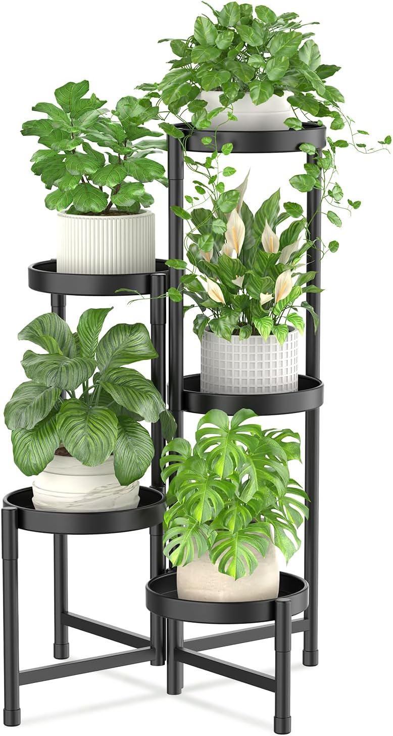 iDavosic.ly Plant Stand Indoor Outdoor, 5 Tier Corner Metal Flower Dis