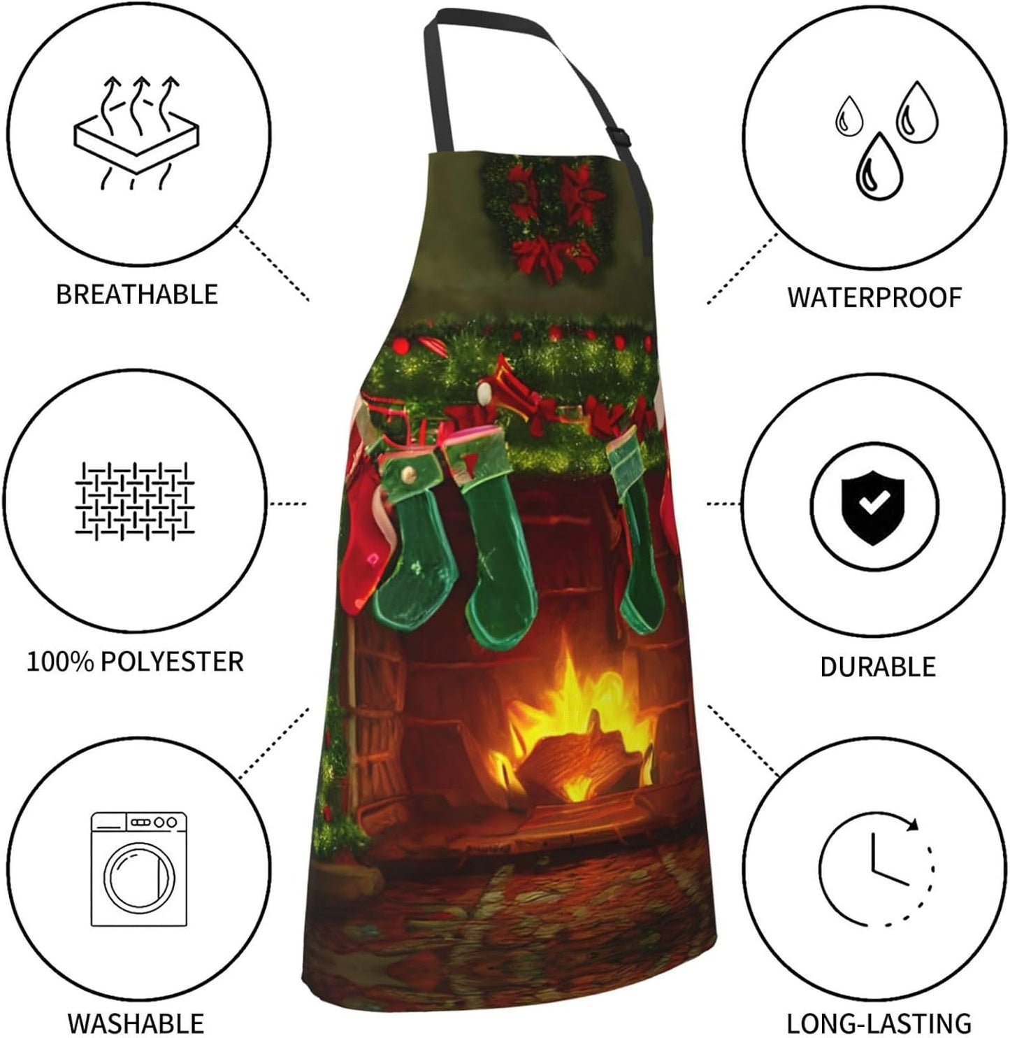 merry christmas print Waterproof chef's apron with pocket apron for kitchen cooking baking barbecue and gardening