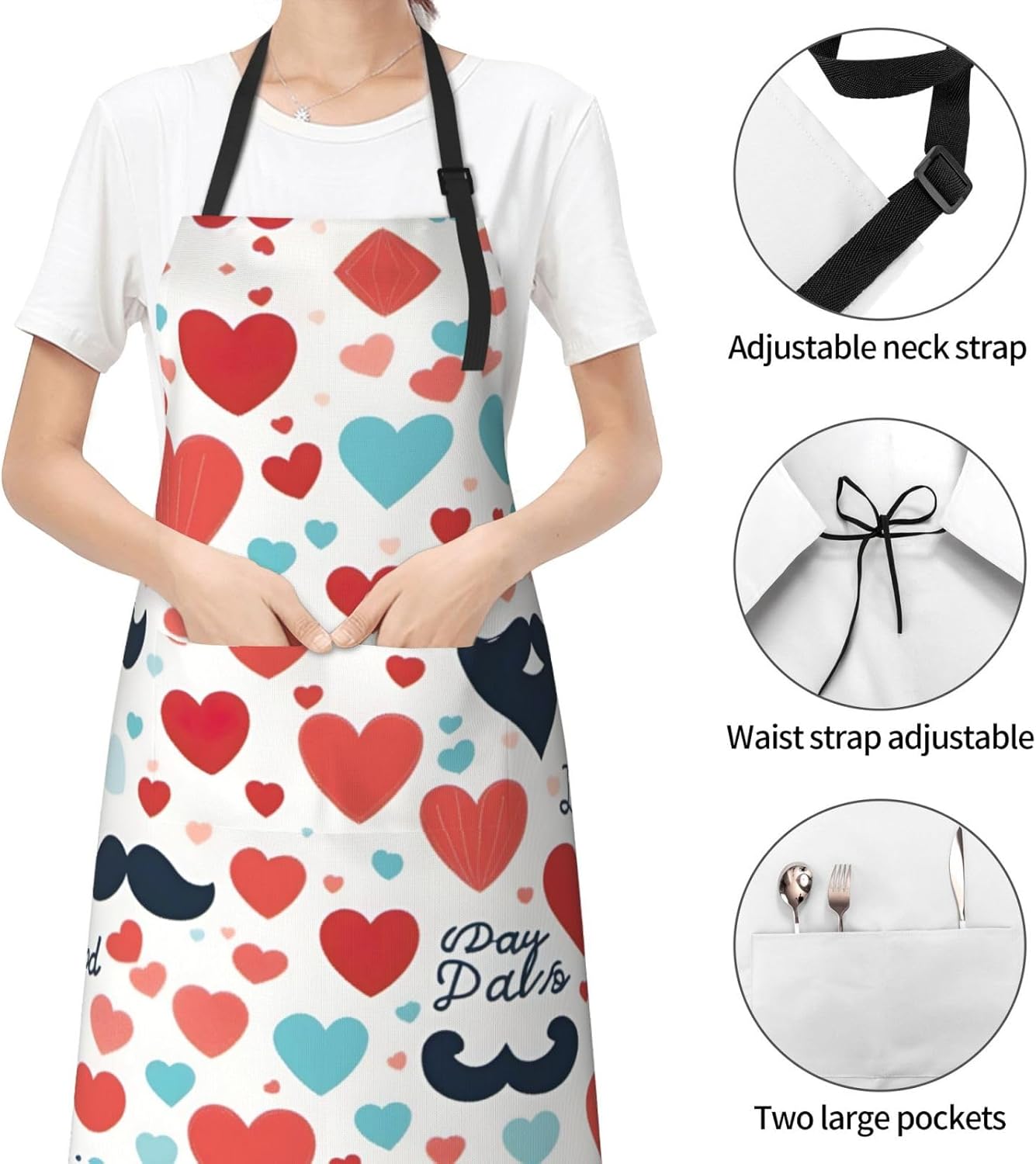 Fathers Day Love Dad print Waterproof chef's apron with pocket apron for kitchen cooking baking barbecue and gardening