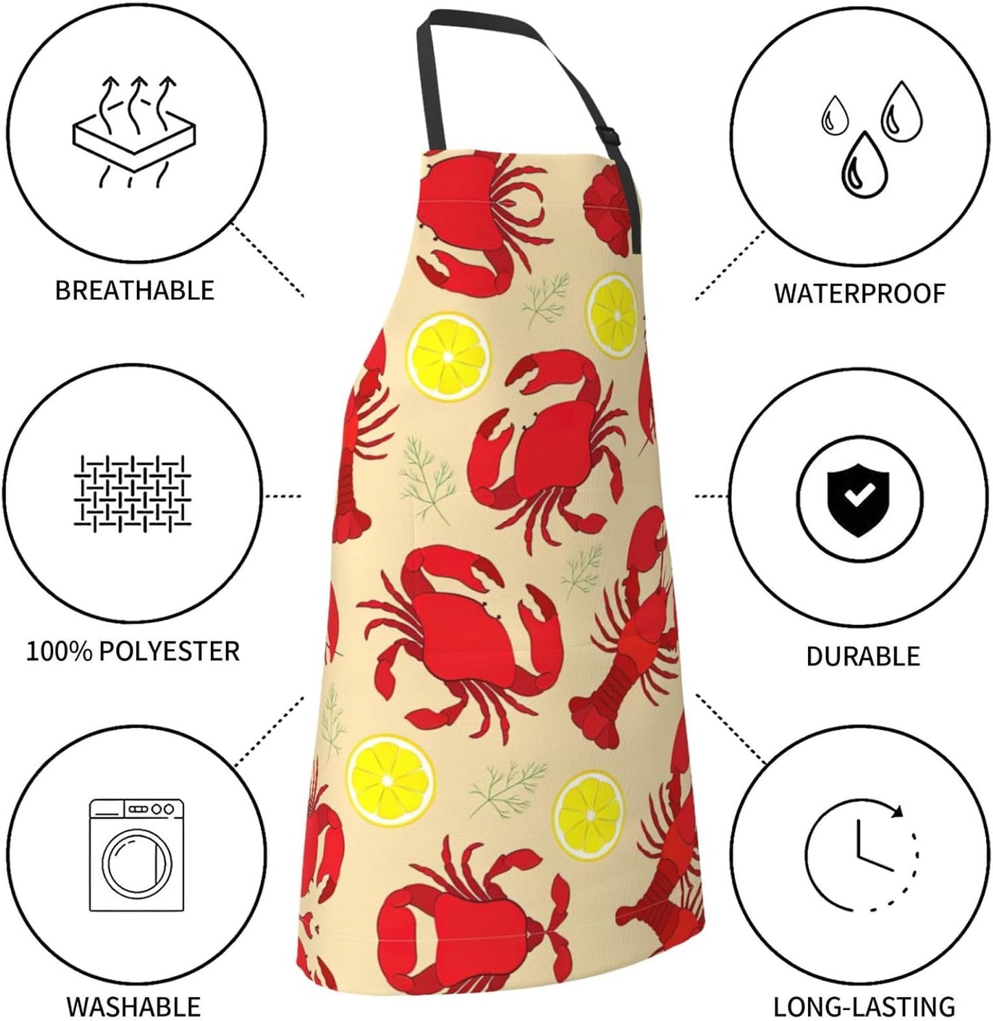 Lobster and Crab Print 28x33 In Adult Kitchen Apron with Pockets Versa