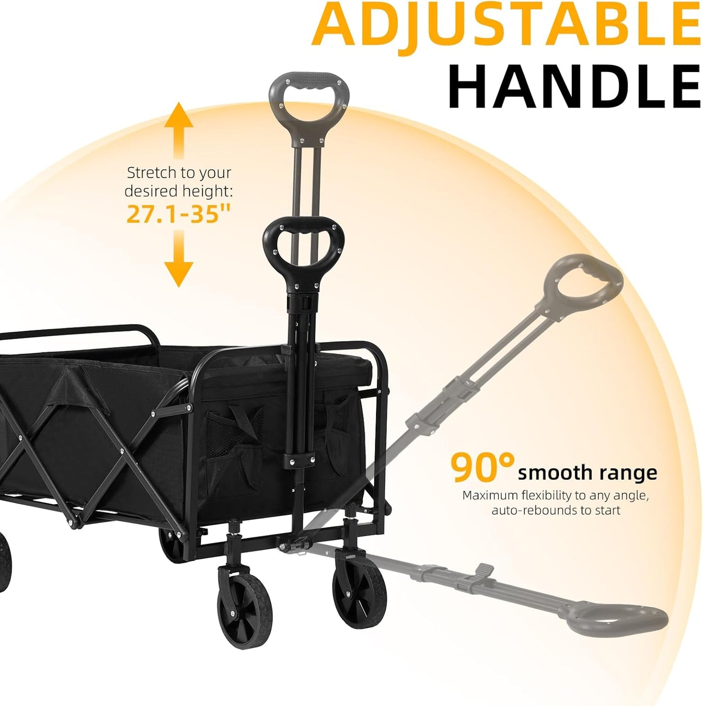 Wagons Carts Foldable with Wheels,Portable Utility 220lbs Collapsible Wagon Cart for Grocery,Sports,Garden,Beach,Shopping,Camping(Black)