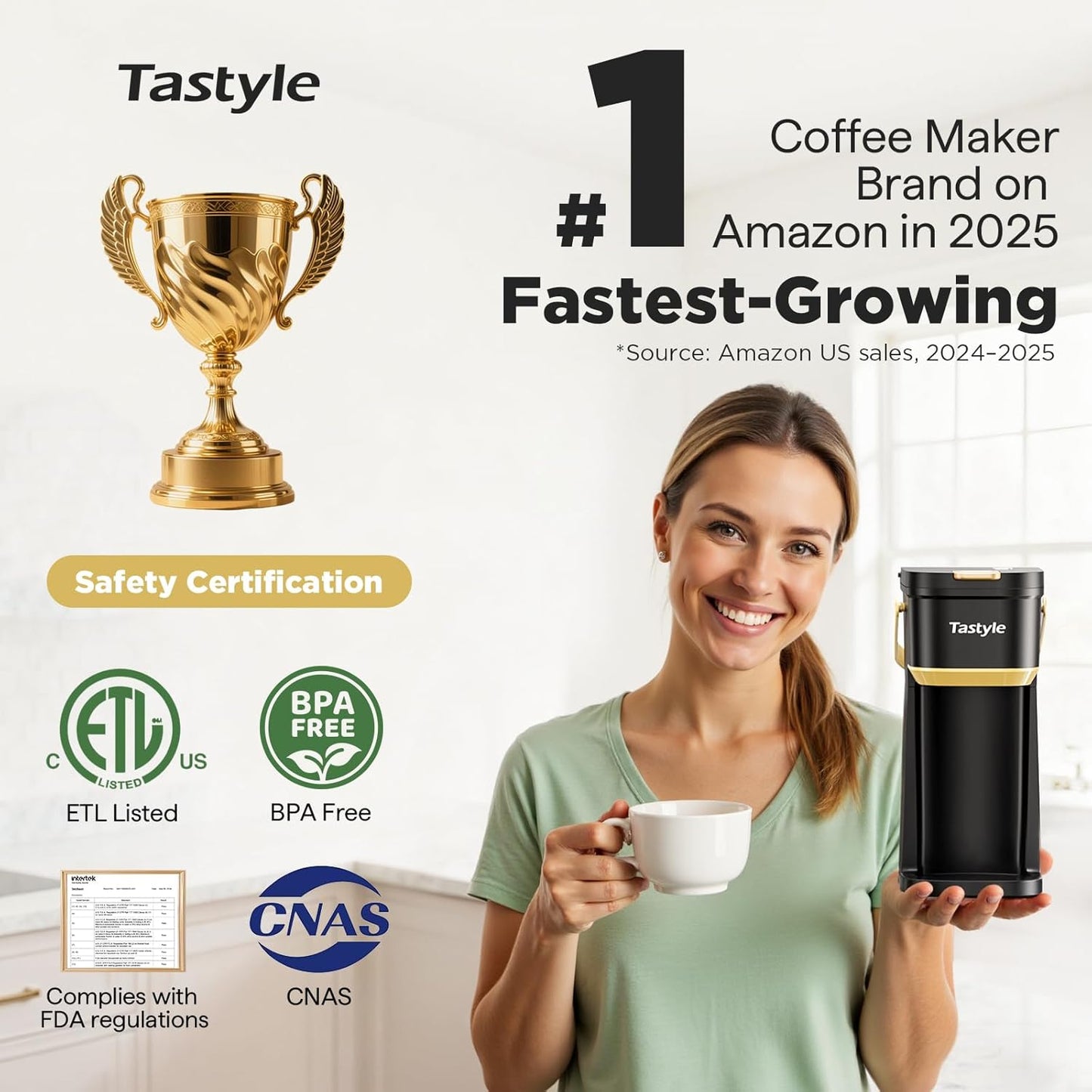 Single Serve One Cup Coffee Maker, for K Cups and Grounds, Mini Coffee