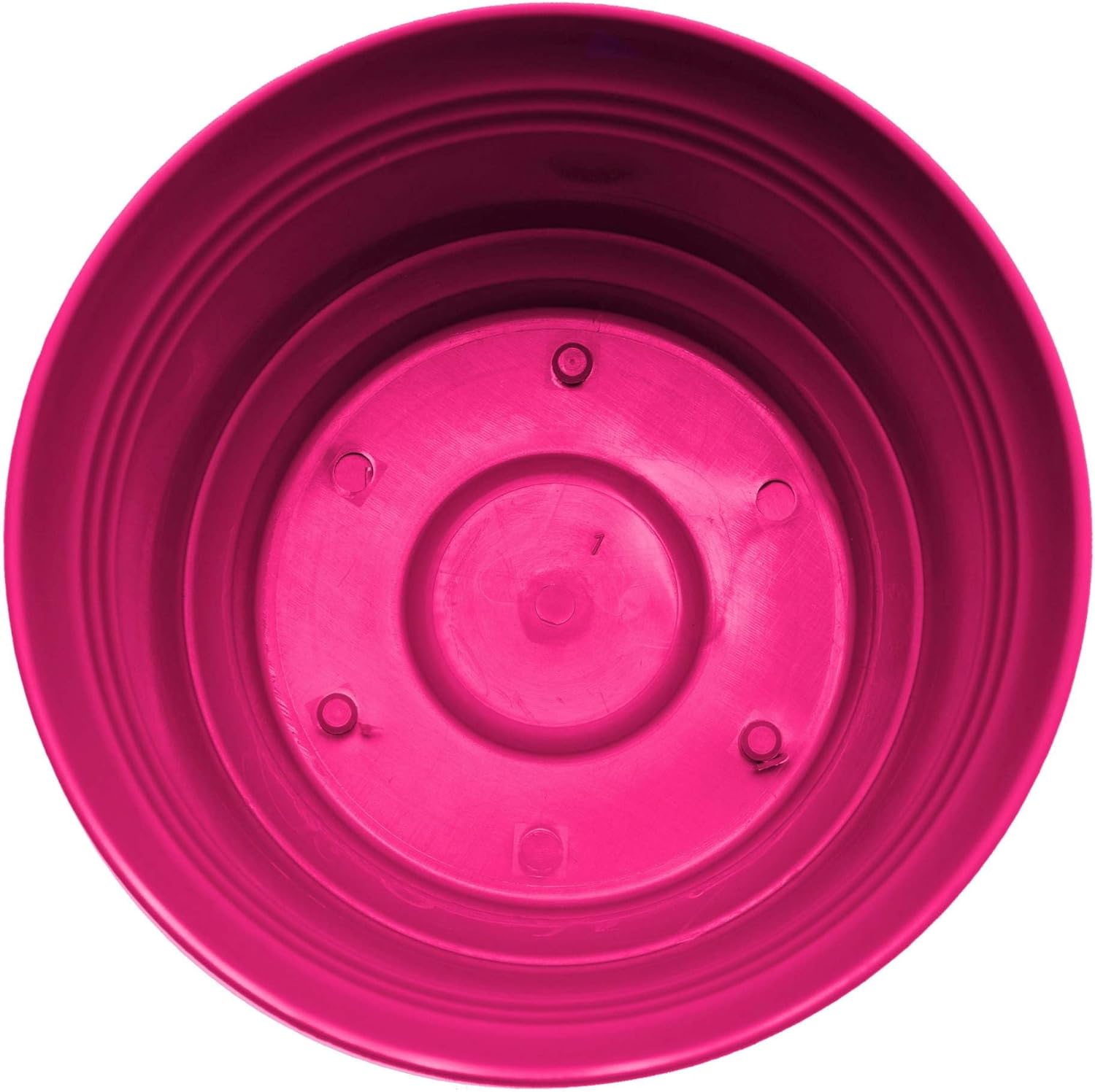 Bloem Saturn 7" Fuchsia Round Resin Planter Pot with Snap-in Saucer fo