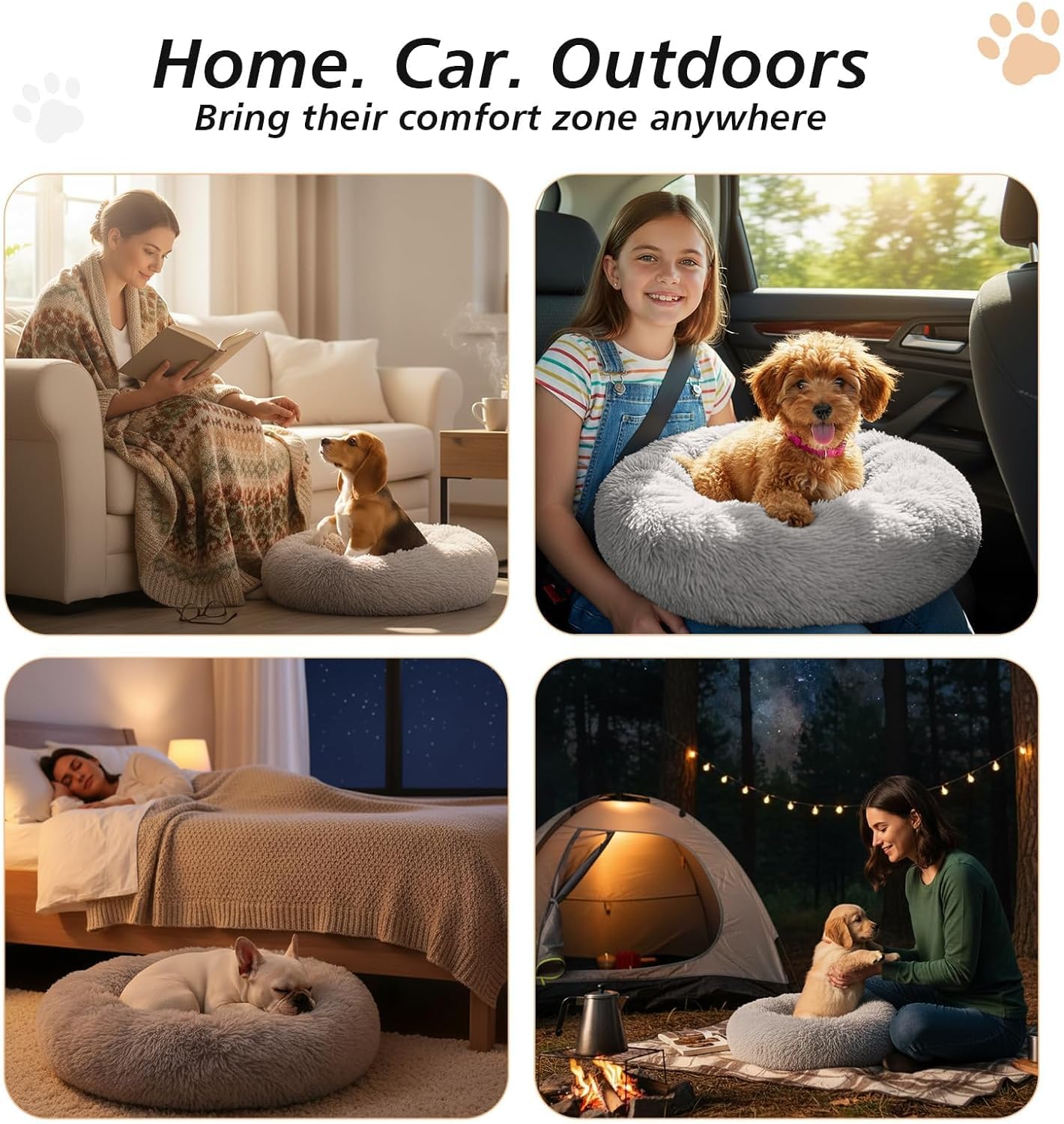JOLLYVOGUE Calming Dog Bed Medium Size Dog, 31in Donut Washable Medium