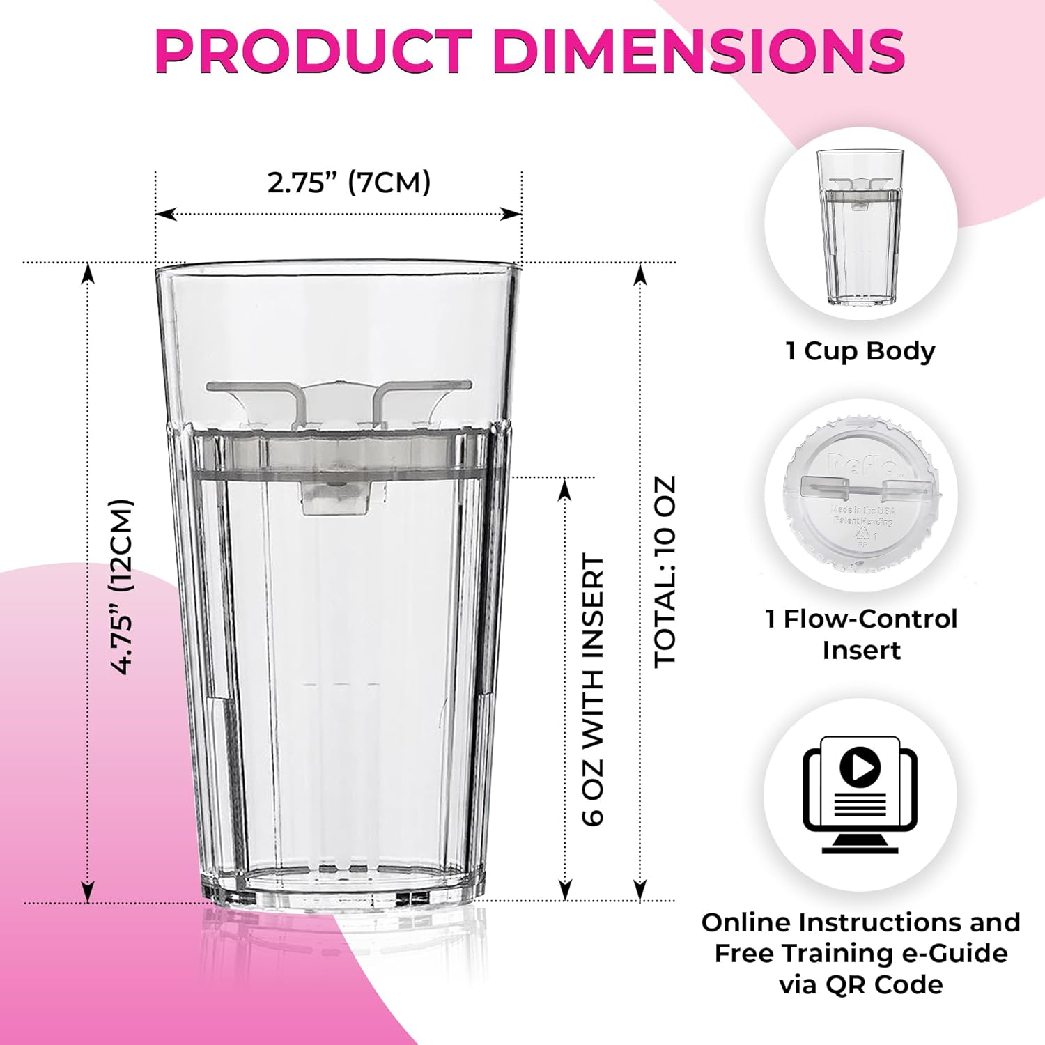 BUNDLE: Reflo Smart Cup (Clear 1-Pack) Open Training Cup, Toddler Cup,