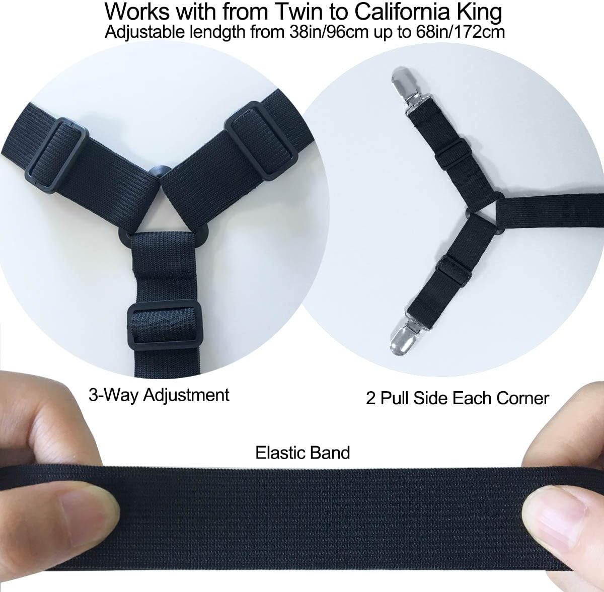 Bed Sheet Holder Straps - Sheet Straps Adjustable Bed Sheet Clips Fast