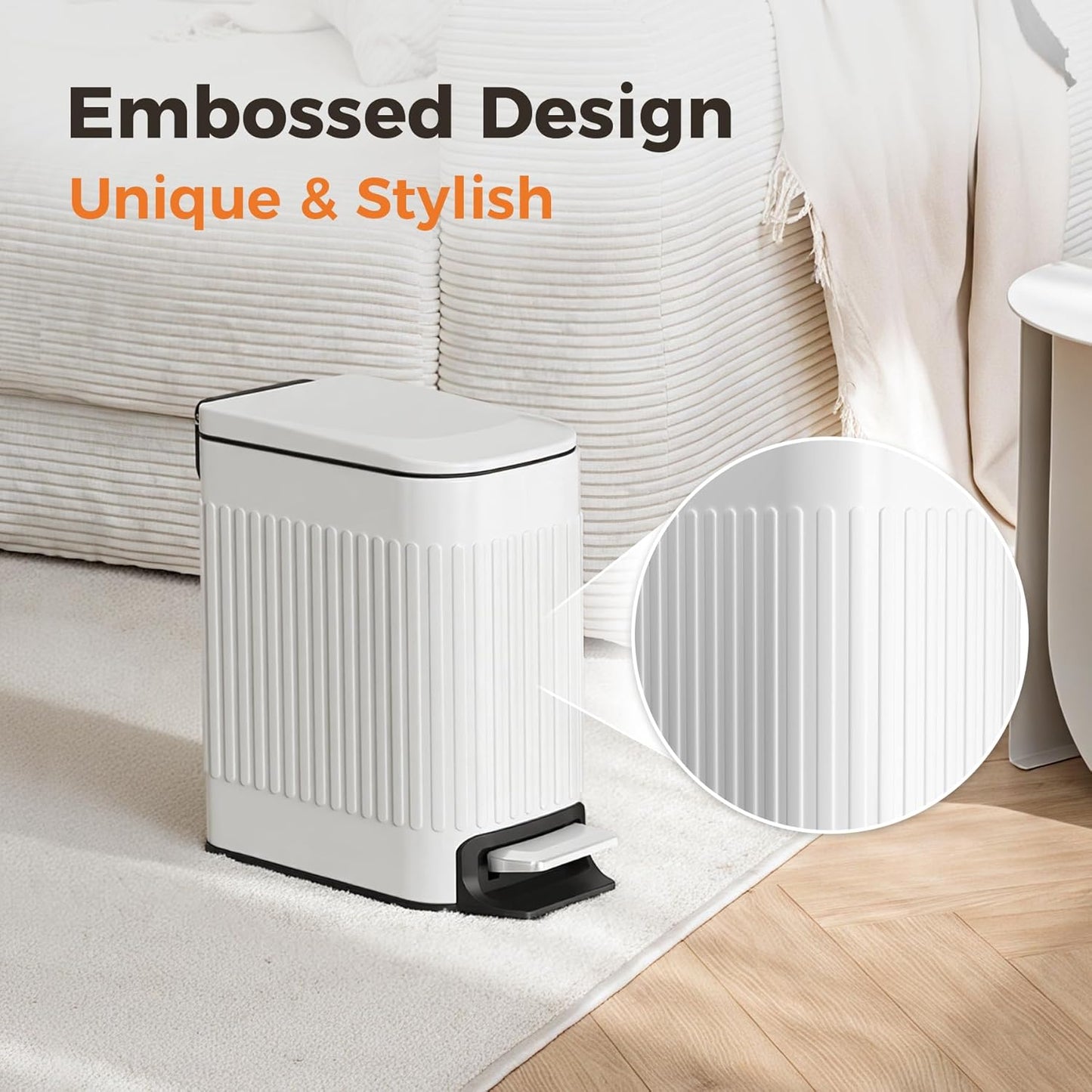 TrashAid Slim Bathroom Trash Can with Lid Soft Close, 6 Liter/1.6 Gall