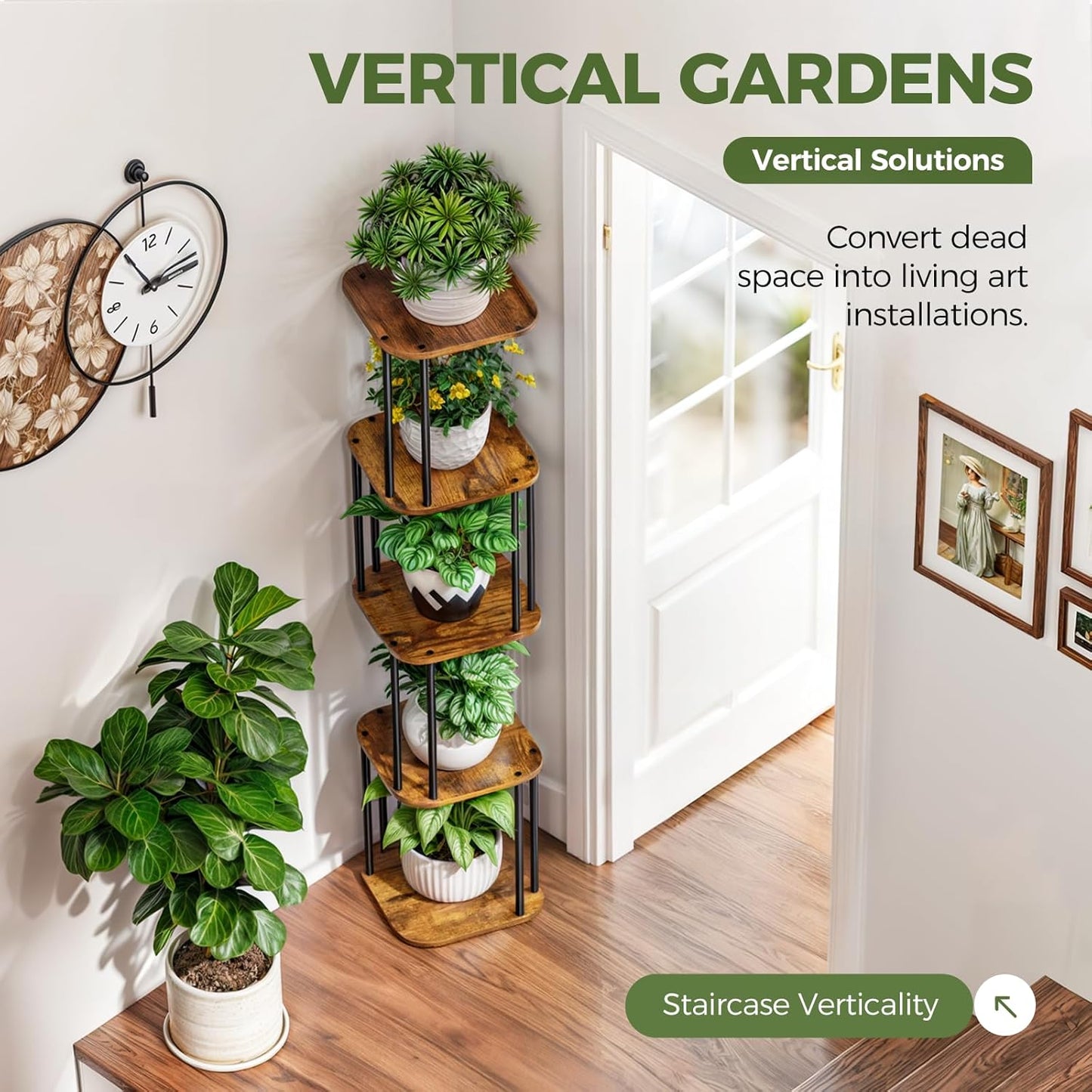 Bamworld Tall Plant Stand Indoor, Corner Plant Shelf for Multiple Plan