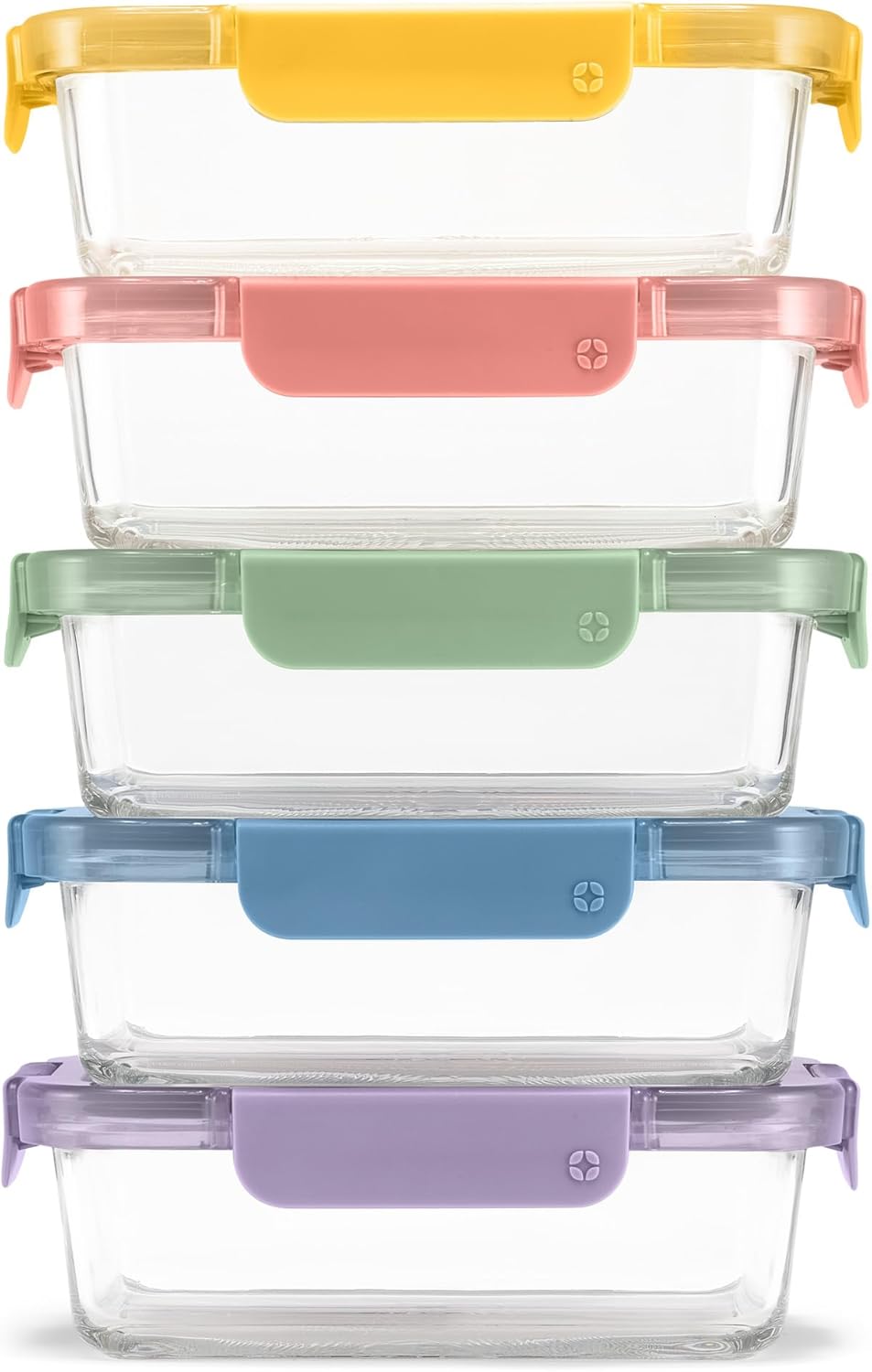 Ello Color Lock 3.4 Cup 10PC, 5 Pack Glass Meal Prep Sets Leak-Proof G