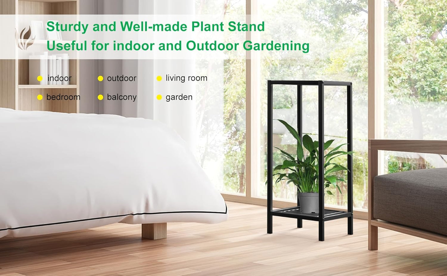 Zhongma 2 Tier 30" Tall Indoor Outdoor Plant Stand, 12 L x 12 W x 30 H