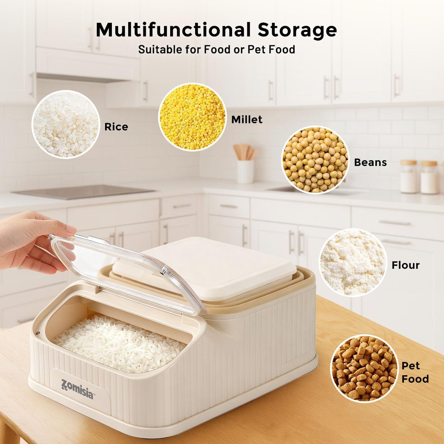 30-40lbs Collapsible Dog Food Storage - First-in, First-out Easy Dispense Base for Freshness, Pet Food Storage Containers with Transparent Lid and Scoop