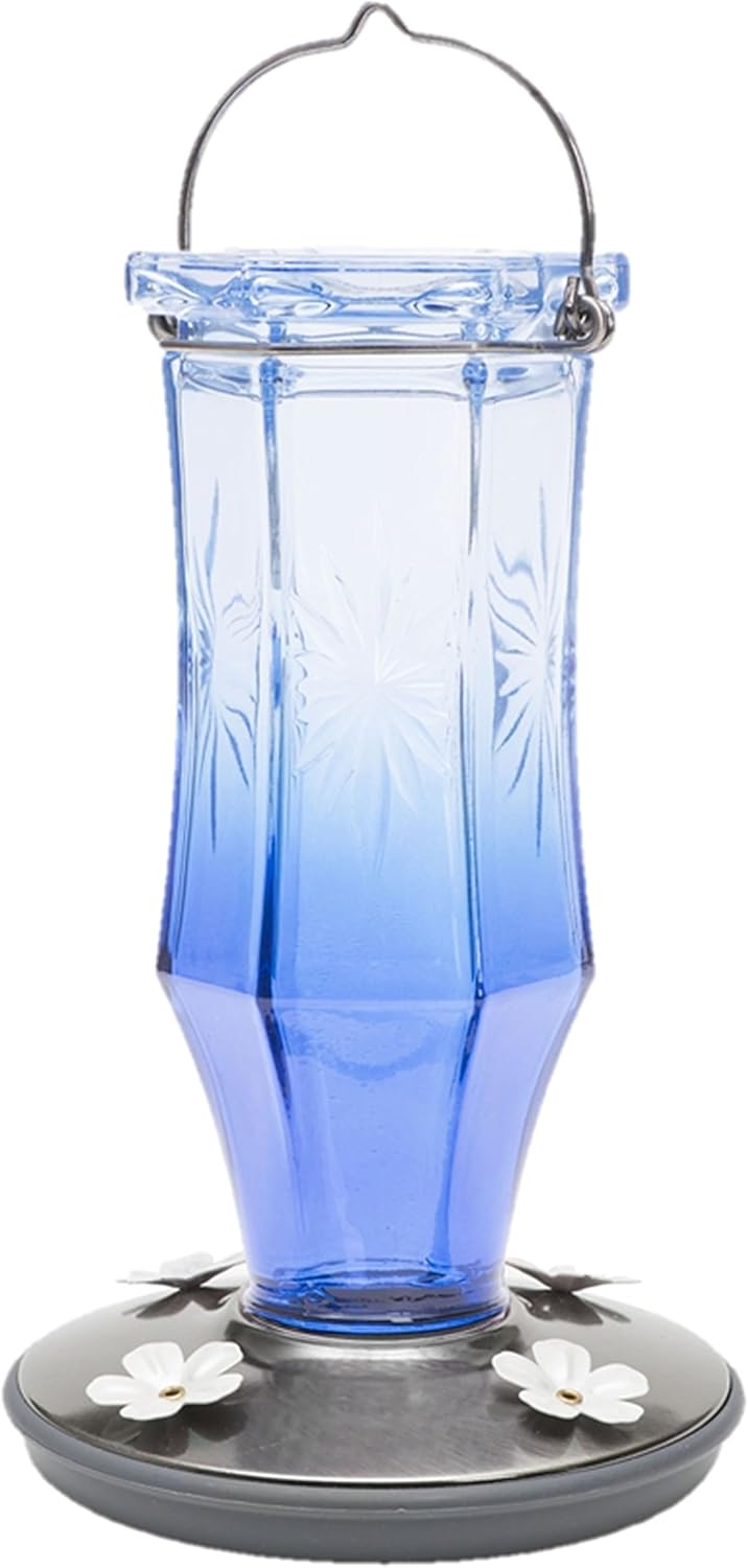 Perky-Pet Sapphire Starburst Vintage Glass Hummingbird Feeder - 16 oz 