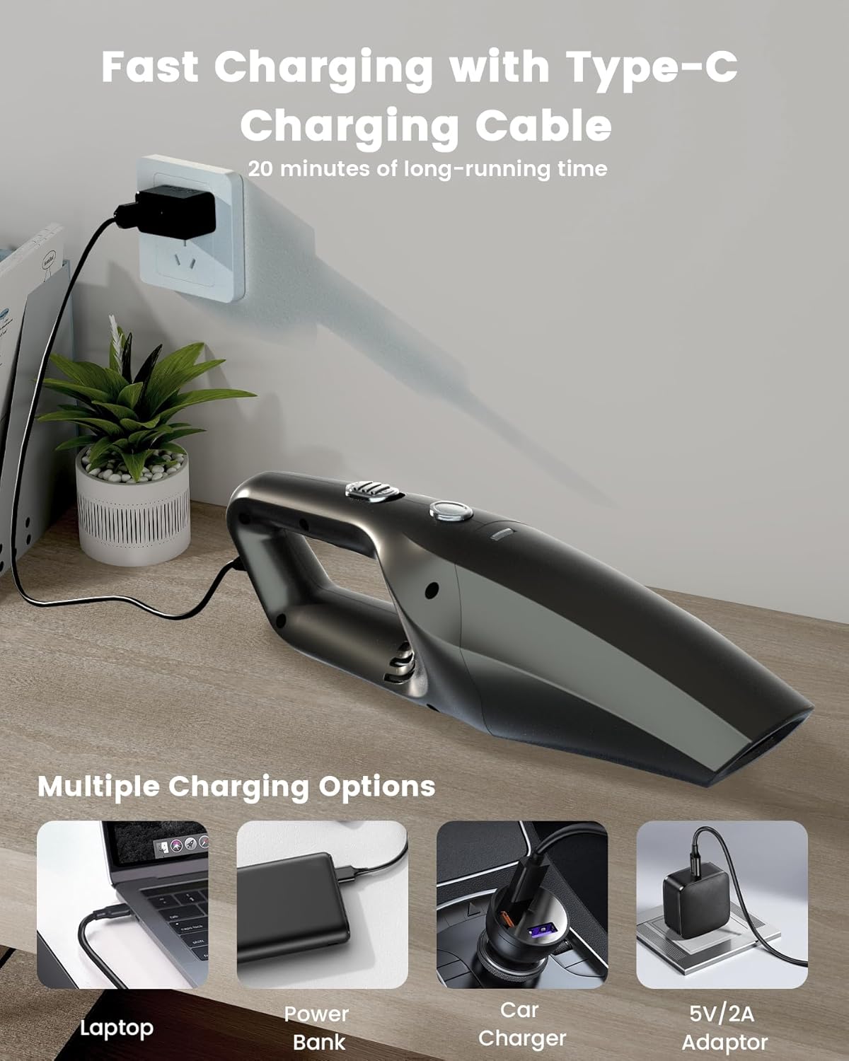 Handheld Vacuum Cordless, Car Vacuums Powerful with Rechargeable Batte