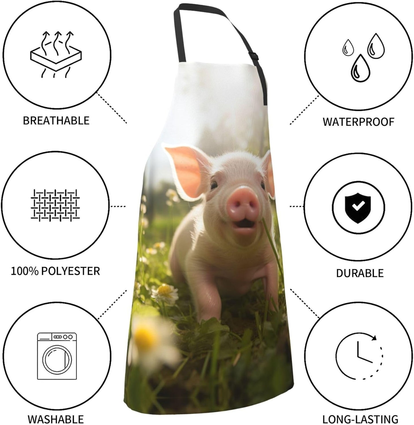 piggy print Waterproof apron with pocket adjustable cooking apron for adult kitchen bibs to bake