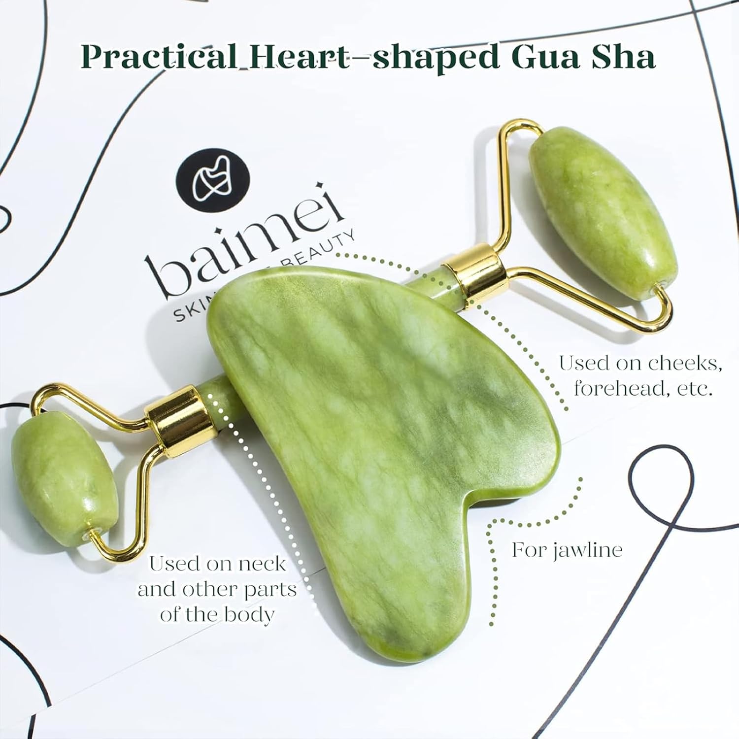 BAIMEI IcyMe Gua Sha & Jade Roller Facial Tools Face Roller and Gua Sh