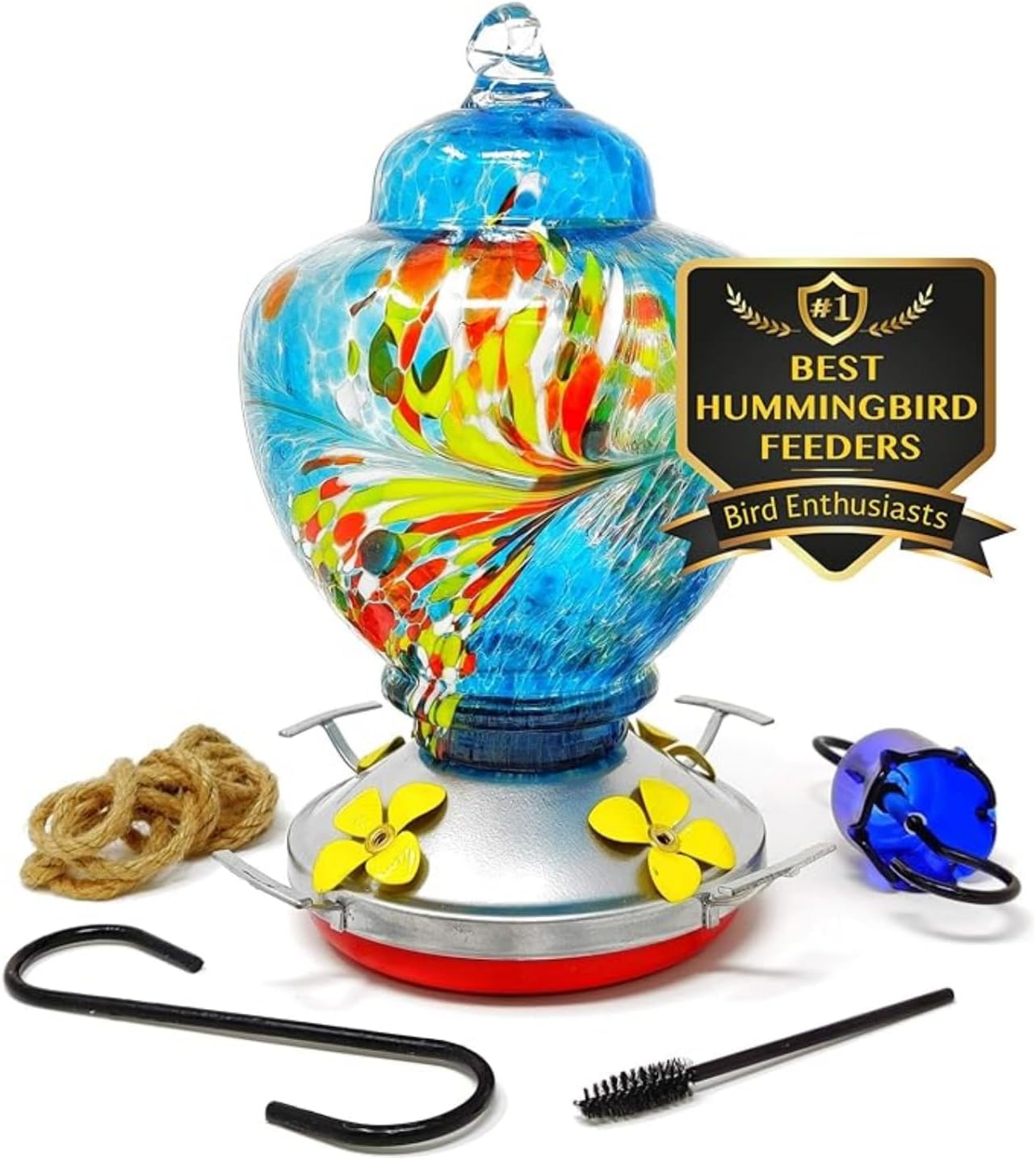 Nature Gear Hummingbird Feeder, Hanging-Mount Glass Hummingbird Feeder