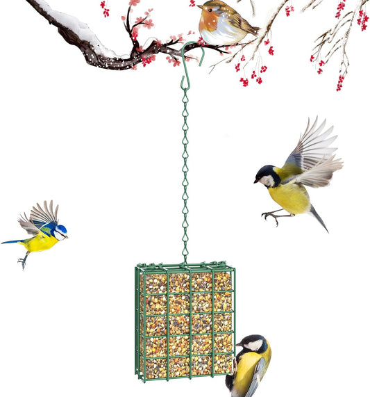 Bird Feeder for Outdoors, Suet Feeder Hanging Bird Feeder, Hanging for Garden Yard Outside - Single Suet Cake Feeders fo Attracting Birds