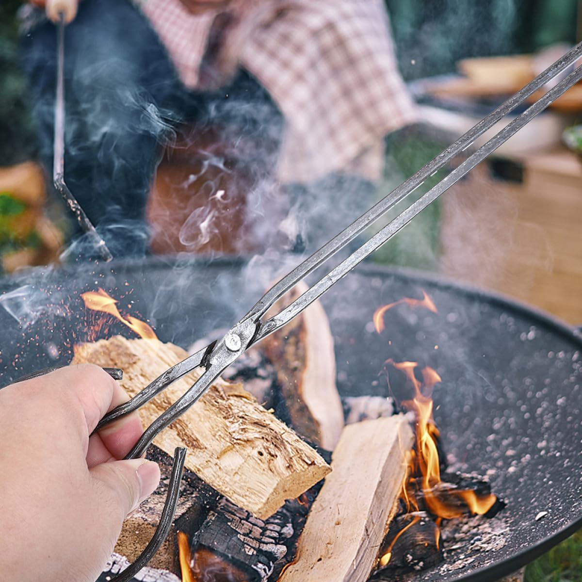 FAVOMOTO 2pcs 50cm Lengthened Iron Charcoal Tongs Household Bbq Clamp 