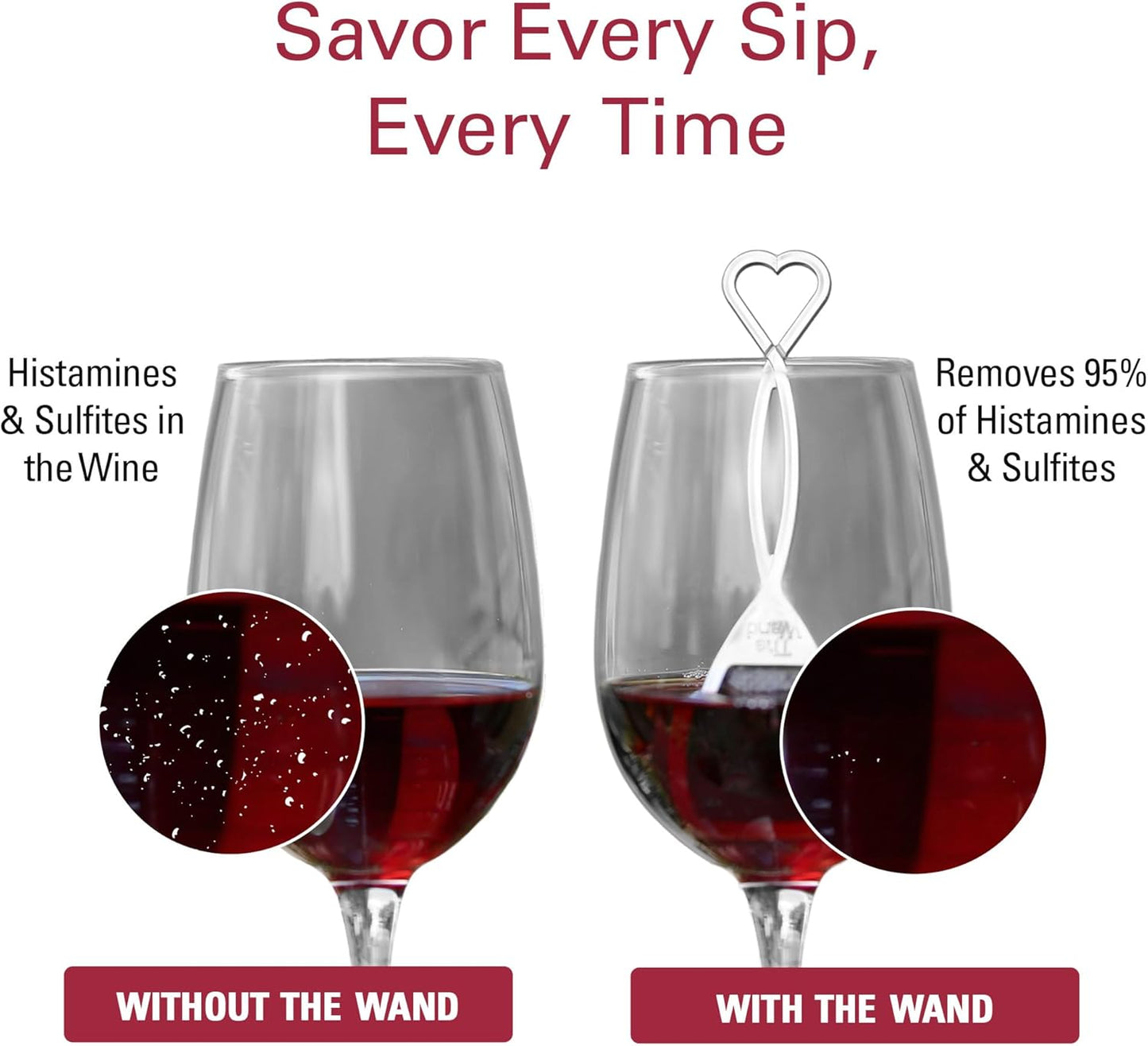 PureWine The Wand Wine Purifier - Red & White Wine Filters for Histami