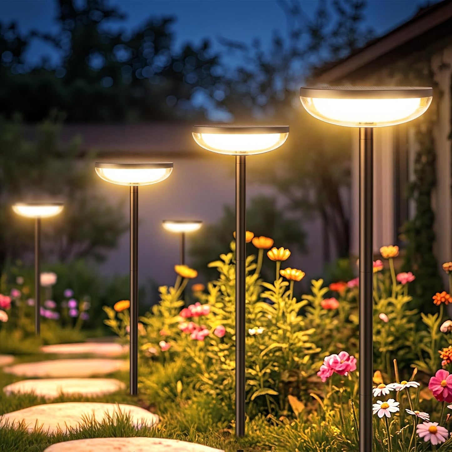 Solar Pathway Lights Outdoor, 6 Pack Tall Solar Garden Lights Outdoor 