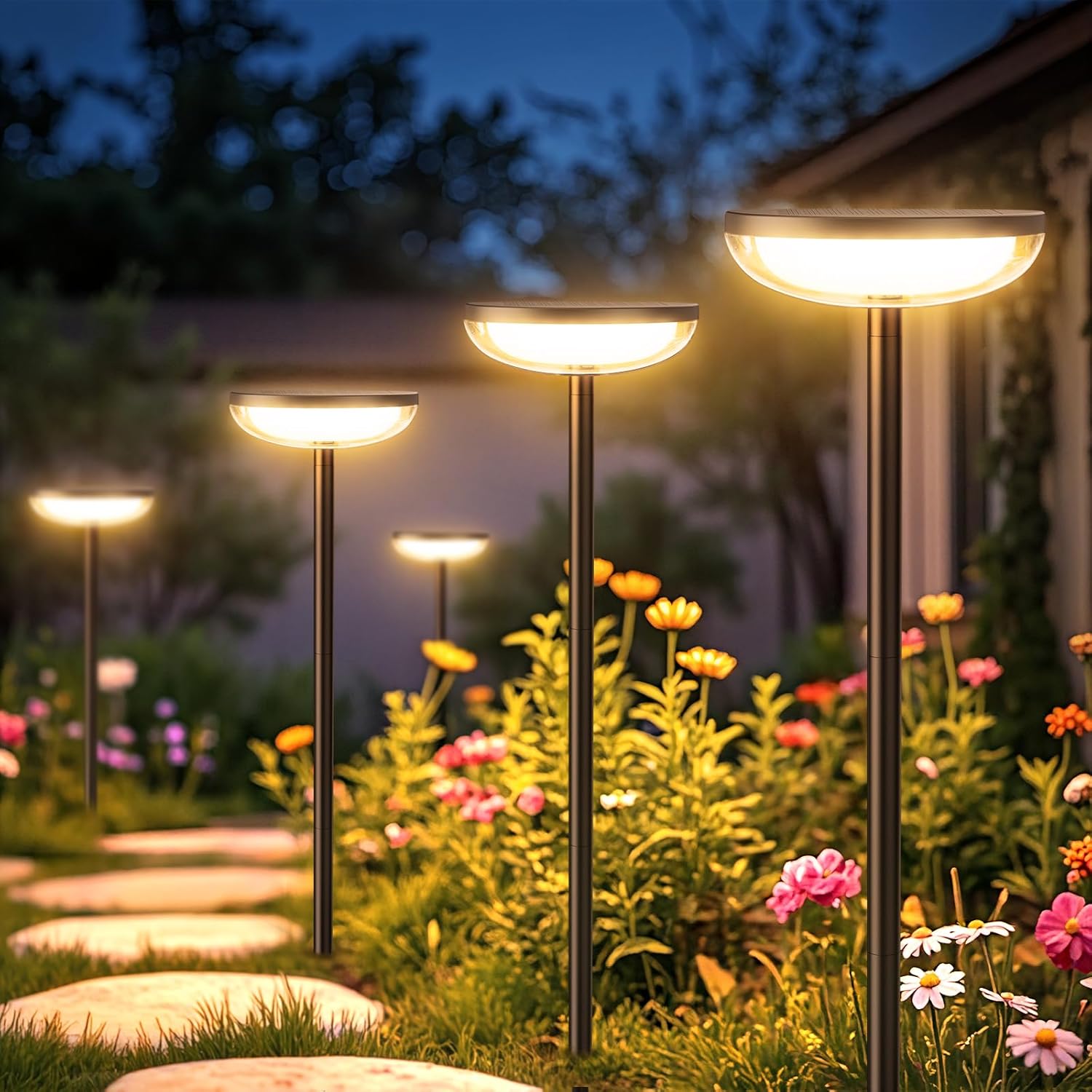 Solar Pathway Lights Outdoor, 6 Pack Tall Solar Garden Lights Outdoor 