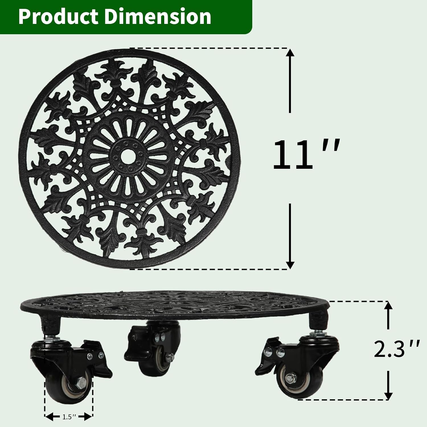 Rolling Plant Stand with Wheels, 2 Pack Heavy Duty Metal Plant Caddy 1