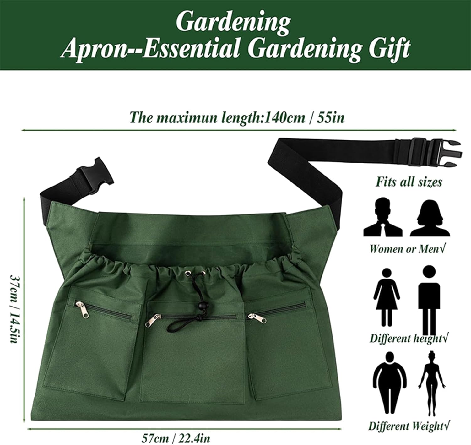 Adjustable Gardening Apron with Spacious Tool Pocket for Easy Harvesti