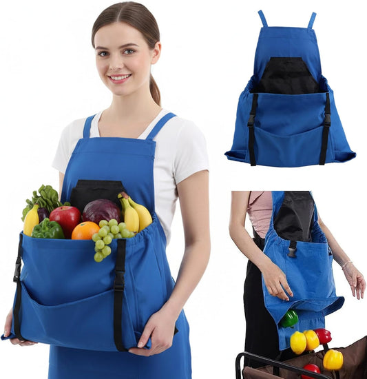 Garden Apron, Large Capacity Quick Release Apron with Pockets Waterproof Adjustable Gardening Tool for Women & Men, Blue, Decoración al aire libre