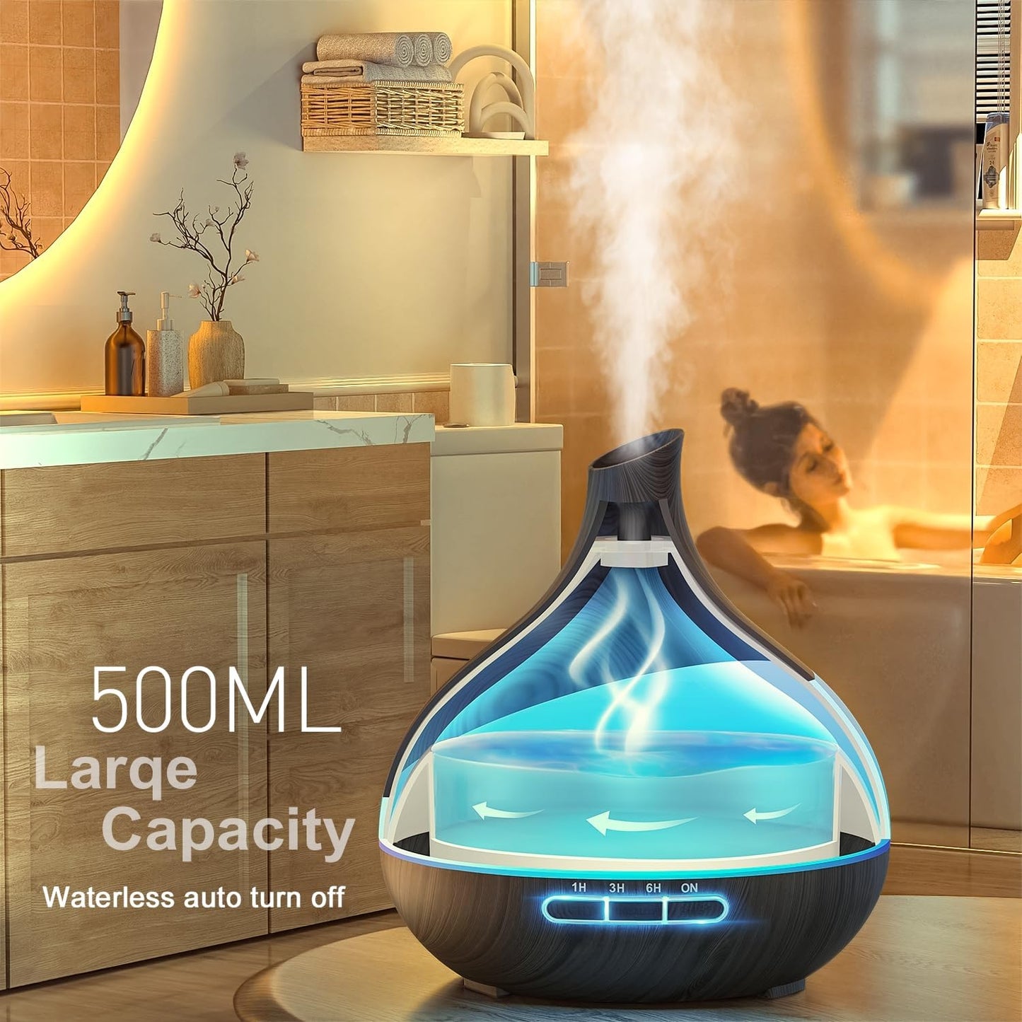 500ML Essential Oil Diffuser: Aroma Diffuser with Remote Control for H