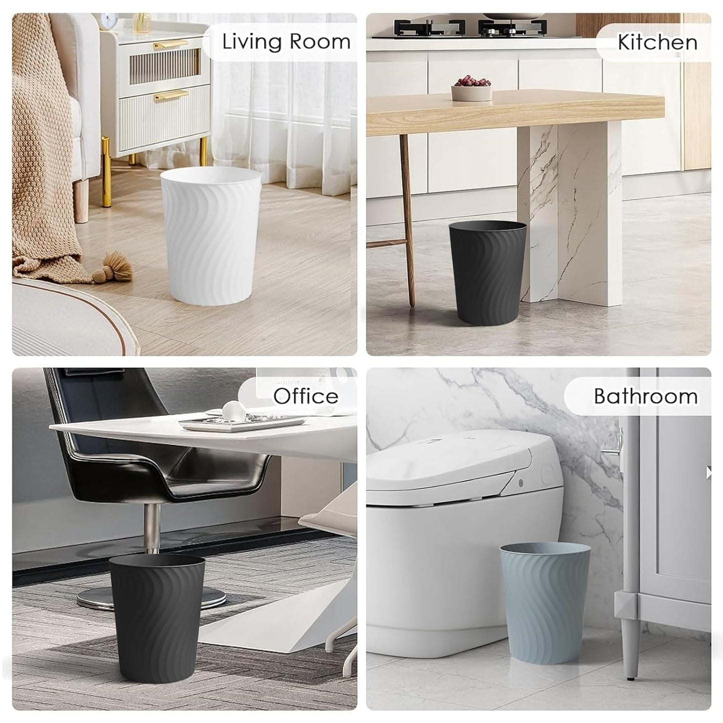YGJT Small Trash Can, 3 Pack 1.8 Gallons Bathroom Trash Can, Slim Wast