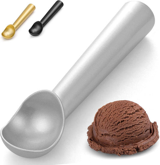 7 inch Ice Cream Scoop - One-Piece Nonstick Aluminum Ice Cream Scooper - Professional Metal Ice Cream Spoon - Durable, Easy to Use & Clean - Lightweight Cookie Spoon - Scoop Ice Cream (Sliver)