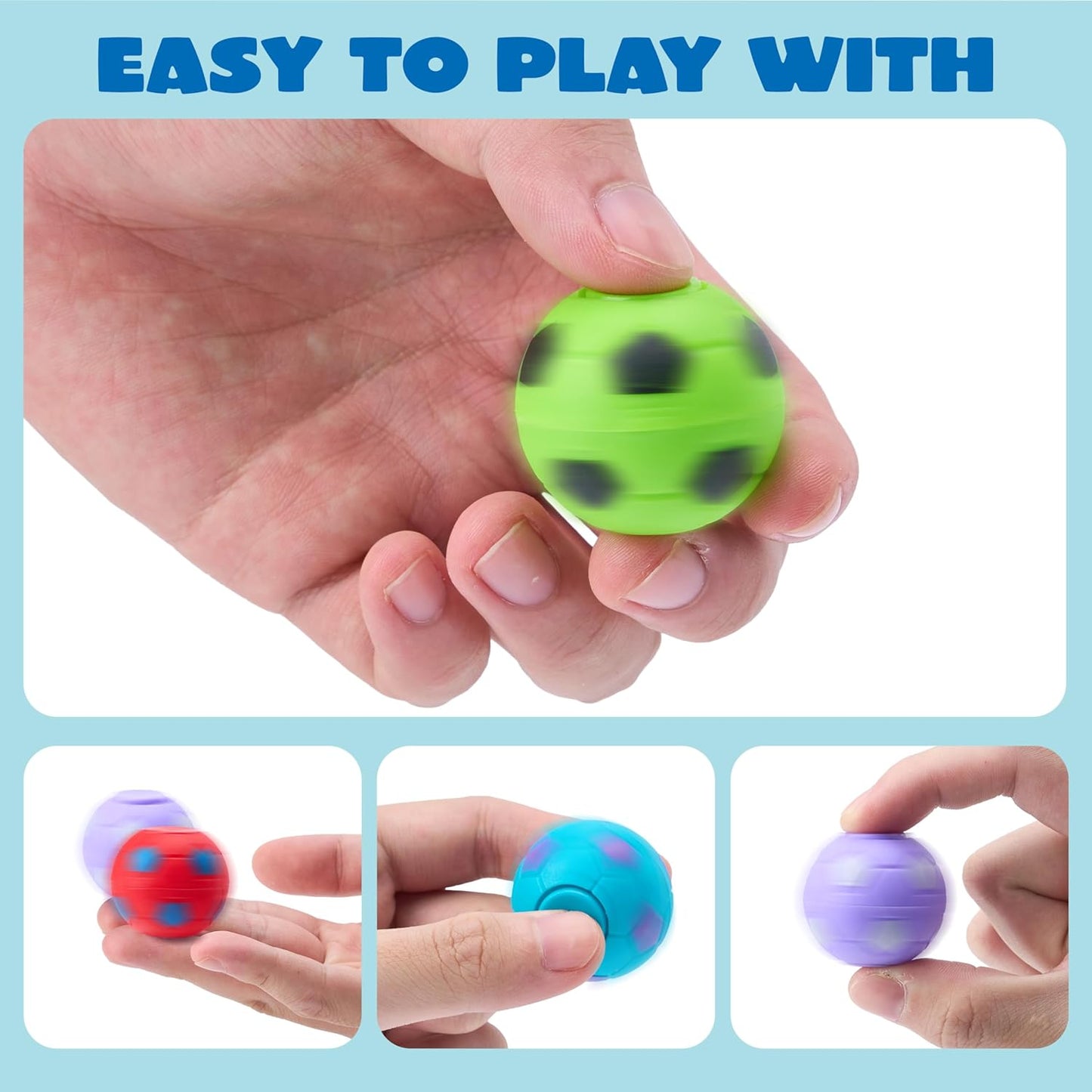 JOYIN 36 Pack Soccer Fidget Spinners for Kids, Soccer Party Favors, Fidget Toys Bulk, Stress Balls, Easter Egg Fillers Goodie Bag Stuffers for Birthday Party, Treasure Box for Classroom