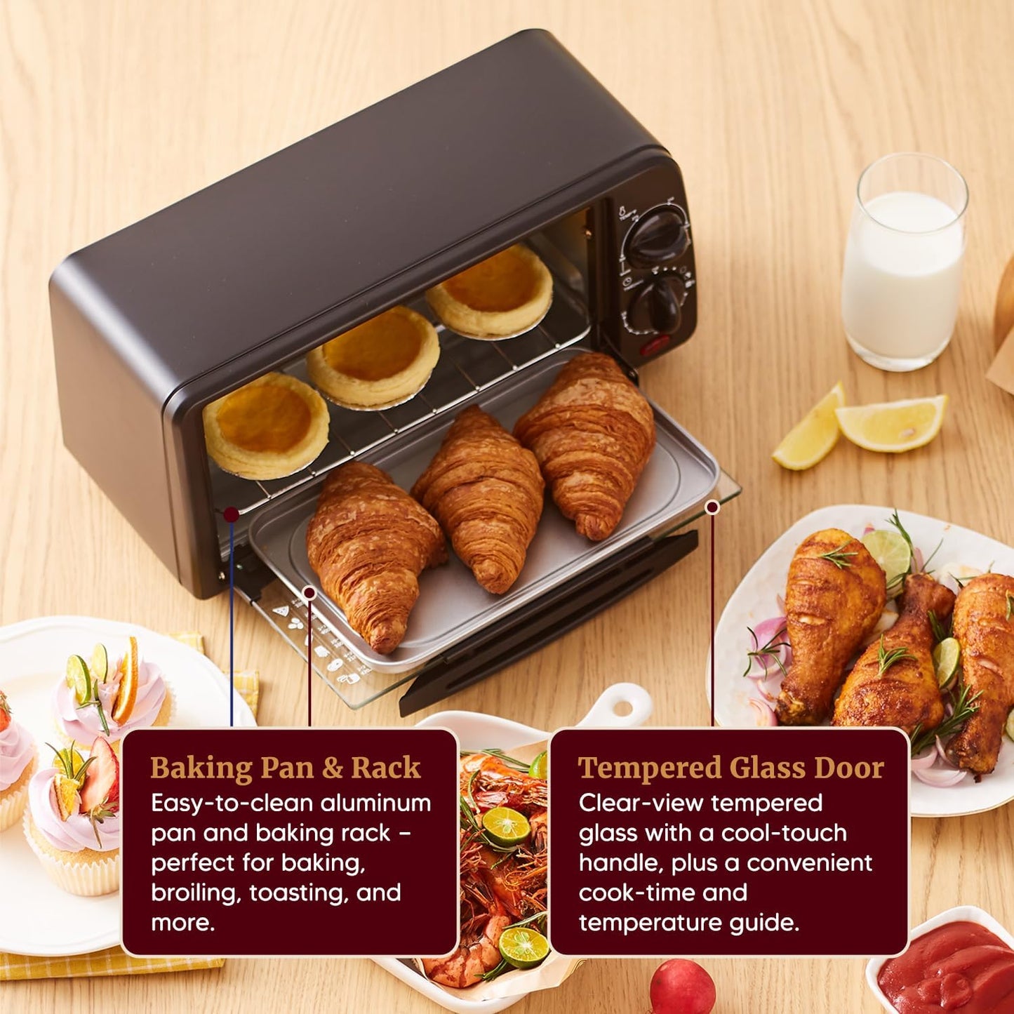 Elite Gourmet ETO236 Personal Compact 2 Slice Countertop Toaster Oven 