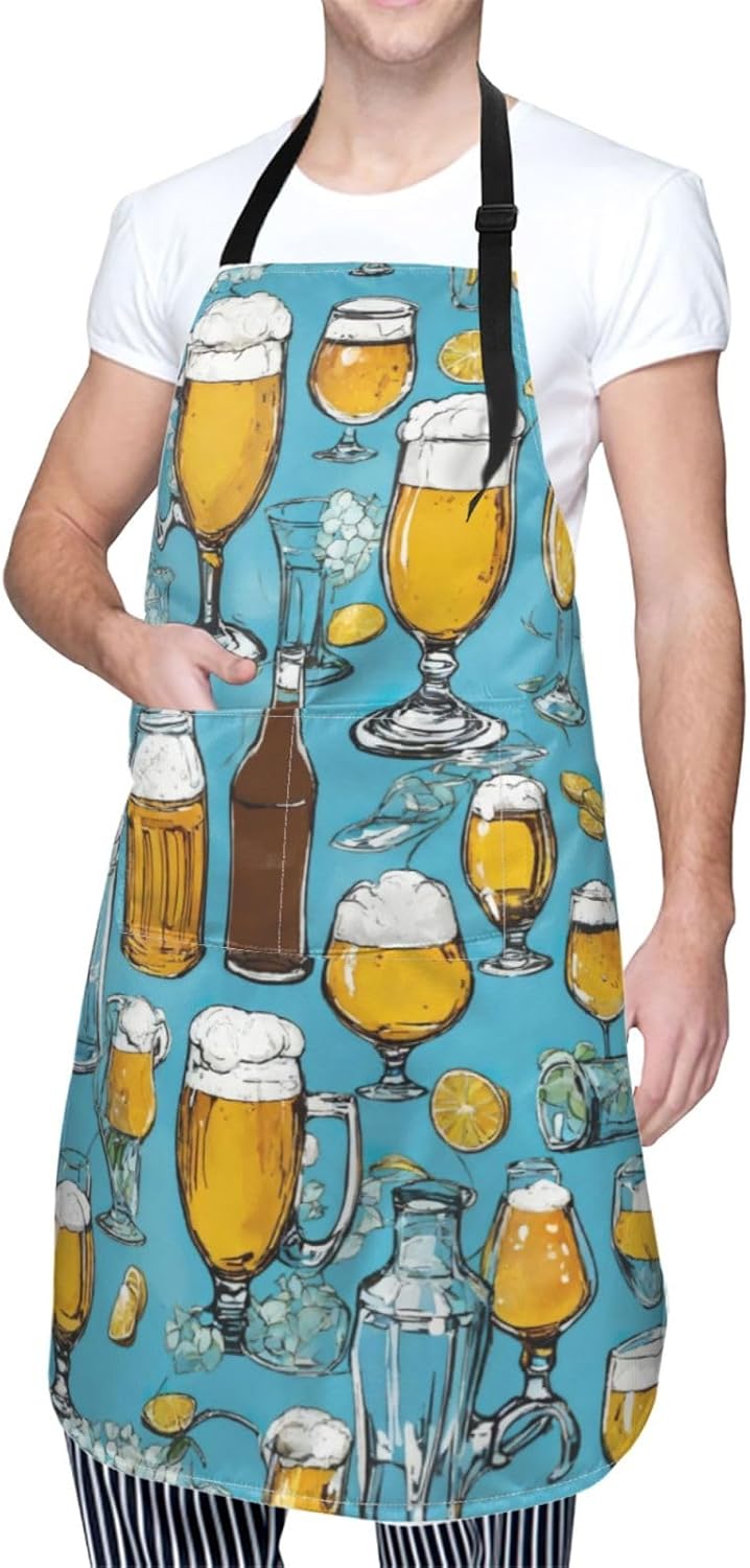 Beer Bubble Print Laundry apron 28x33 In Waterproof Kitchen Apron with