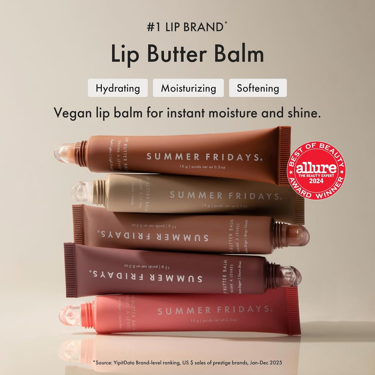 Summer Fridays Tinted Lip Butter Balm - Conditioning Vegan Lip Balm fo