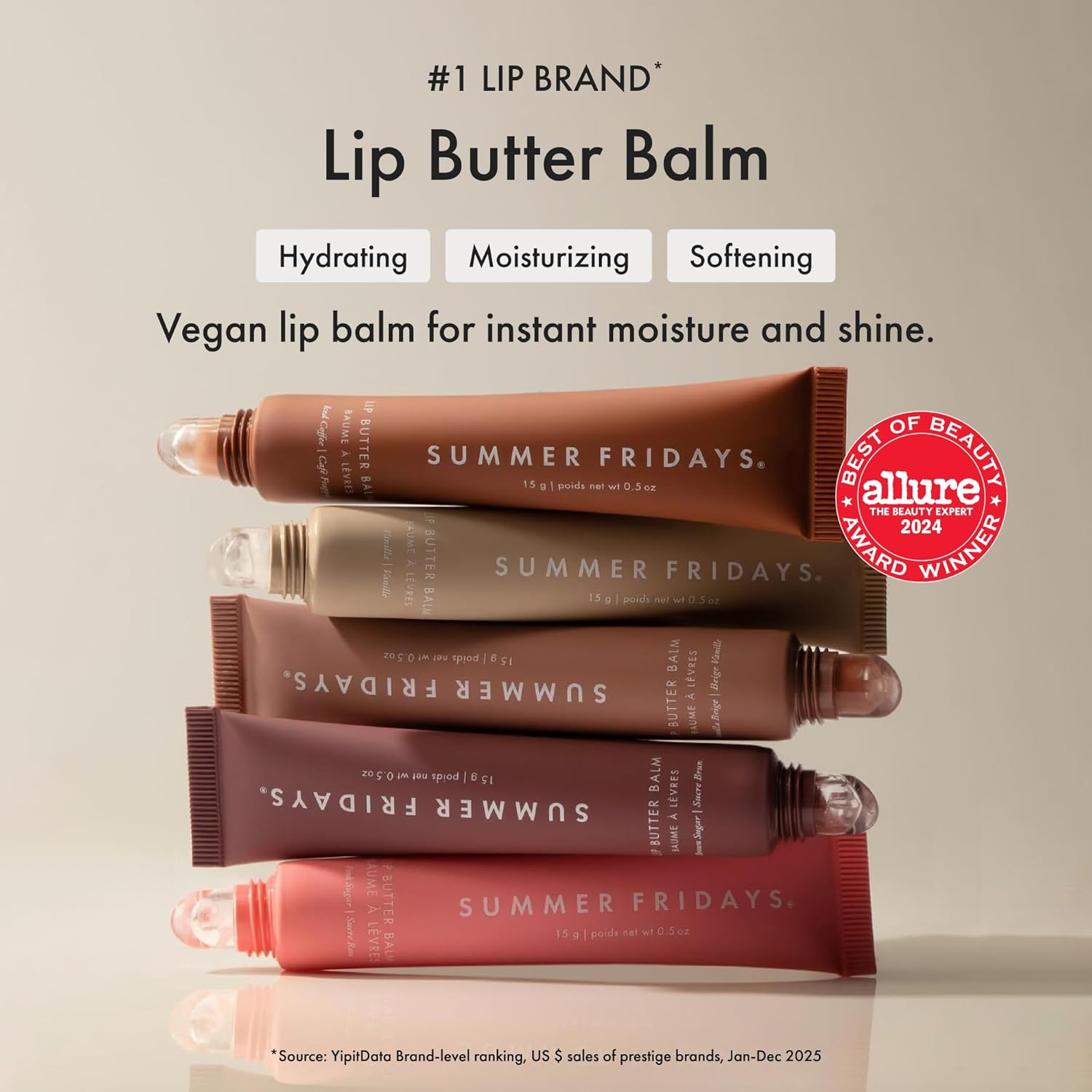 Summer Fridays Tinted Lip Butter Balm - Conditioning Vegan Lip Balm fo