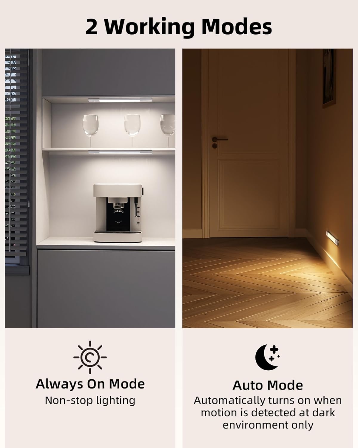 EZVALO 3 Pack 8” Motion Sensor Light Indoor, Wireless Under Cabinet Lighting, 30 LED Rechargeable Closet Lights, Dimmable, 3 Color Temperatures, Counter Lights for Wardrobe, Pantry, Bedroom, Kitchen
