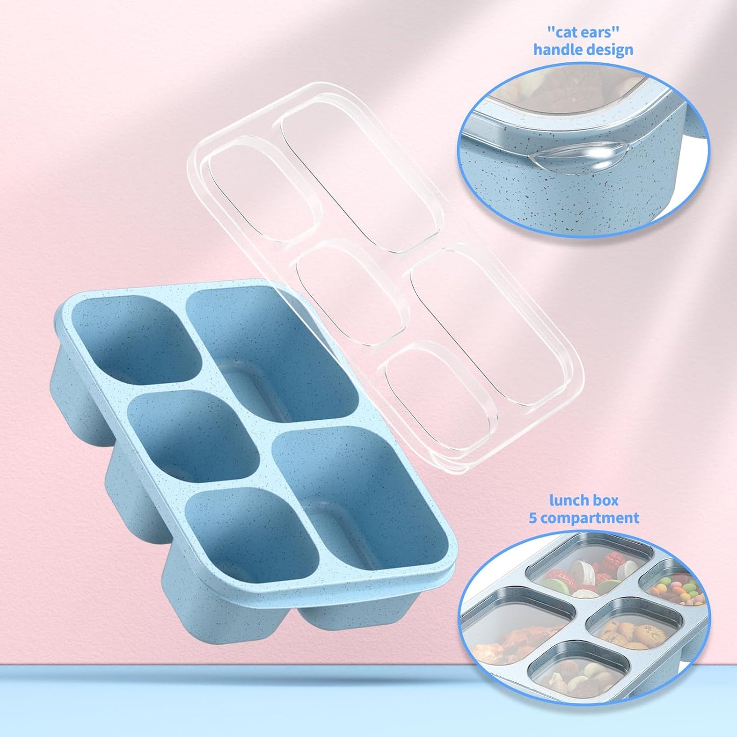 Bento Box Adult Lunch Box - 4 Pack, 5 - Compartment Meal Prep Containe