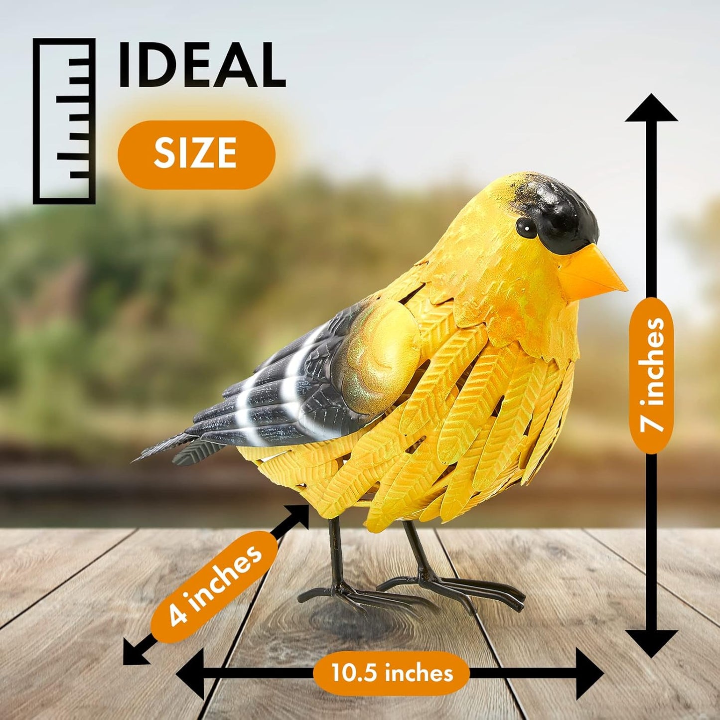 GUTE American Goldfinch Metal Garden Bird, Yard Sculpture Art - Large Realistic Standing Gold Finch Bird - Outdoor Fall, Winter, Spring, Summer Decoration - Decor - Perfect and Sympathy Gifts