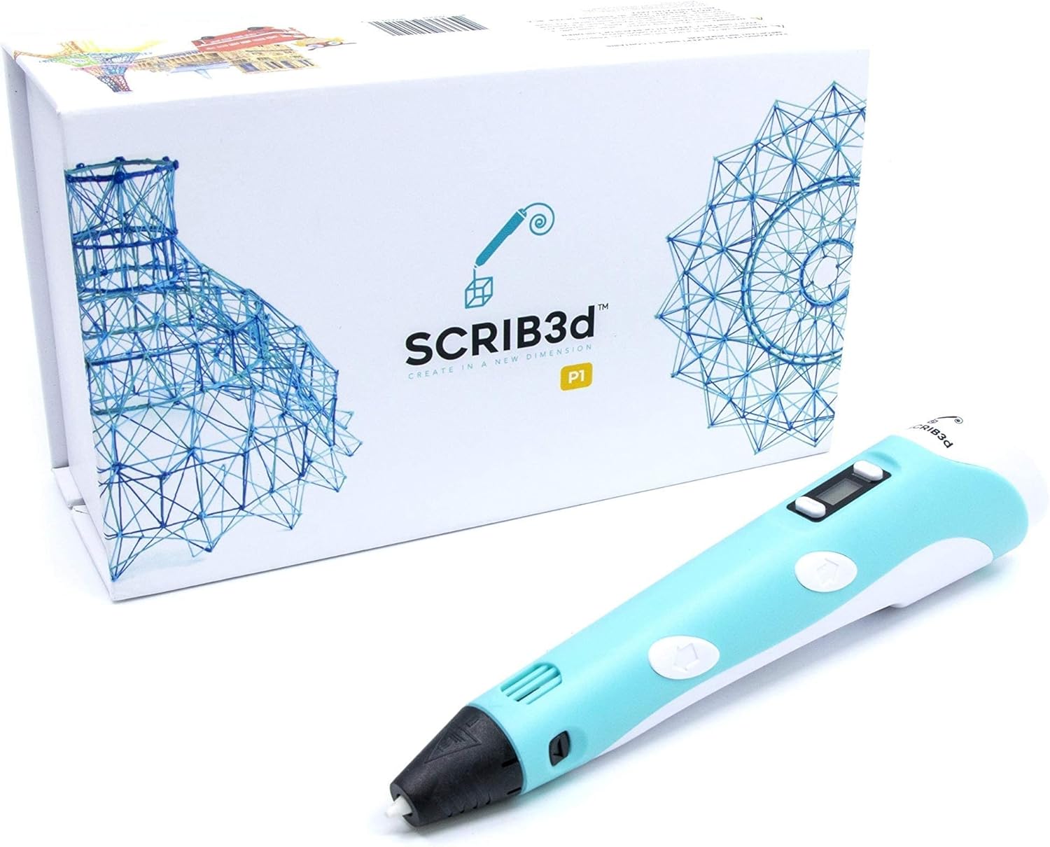 SCRIB3D P1 3D Printing Pen with Display - Includes 3D Pen, 3 Starter C