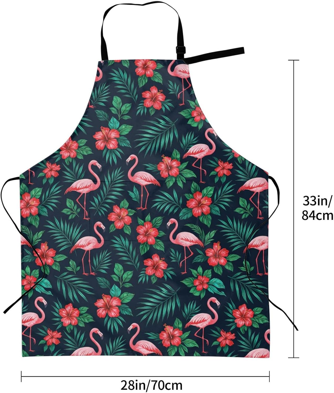 YANYU Tropical Flami Print 28x33 In Kitchen Apron Stylish Chef Apron with Pockets for Cooking Baking Painting