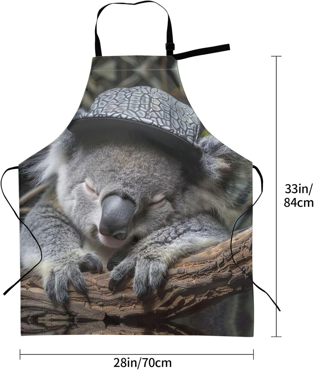 sleeping koala cap print Waterproof chef's apron with pocket apron for kitchen cooking baking barbecue and gardening