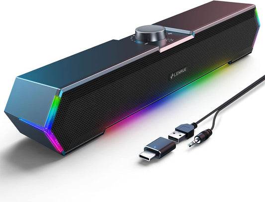 LENRUE G11 Computer Speakers for Desktop, Touch Lights PC Speakers wit