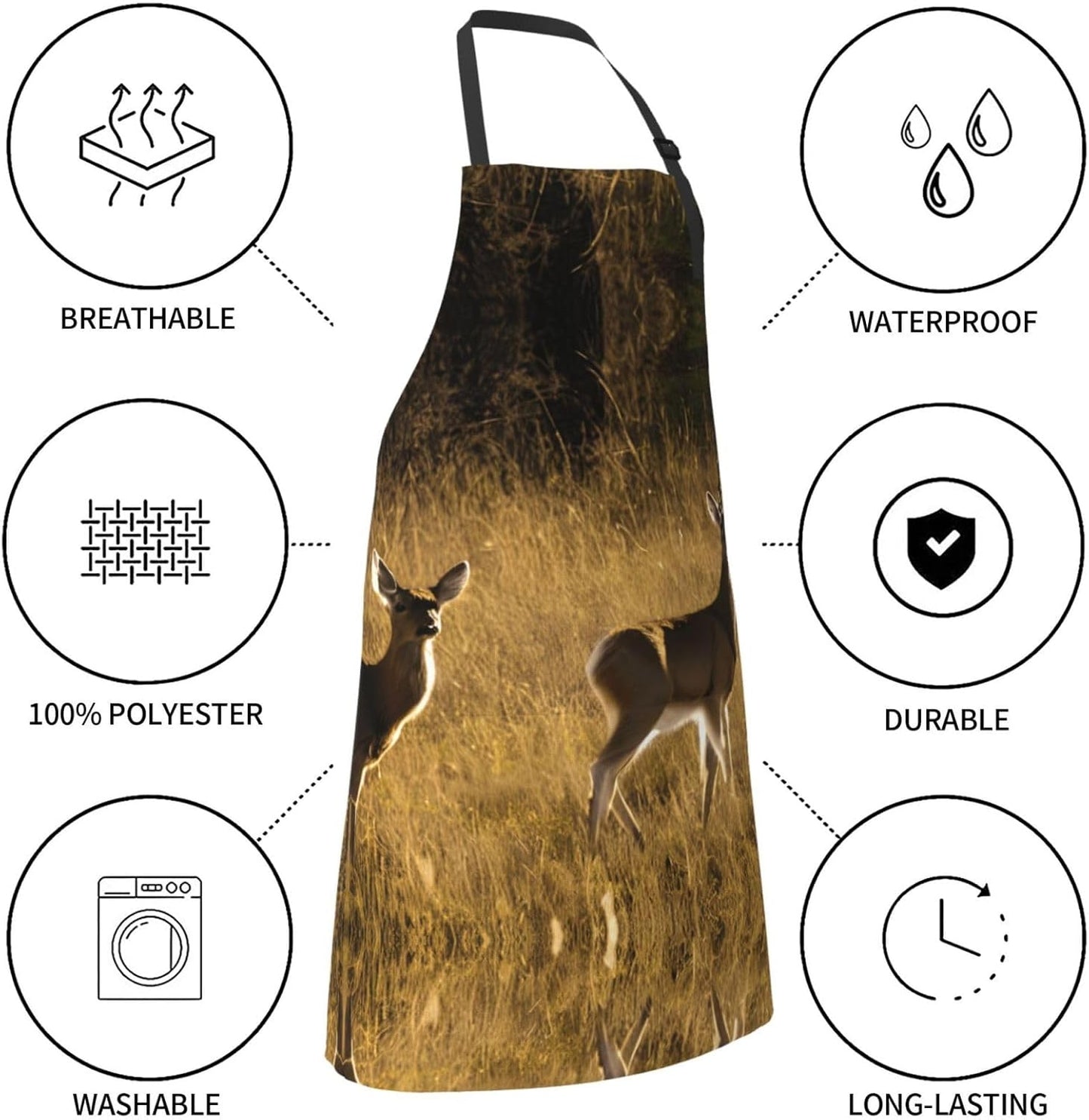 YANYU Cute Deers Print 28x33 In Kitchen Apron Stylish Chef Apron with Pockets for Cooking Baking Painting