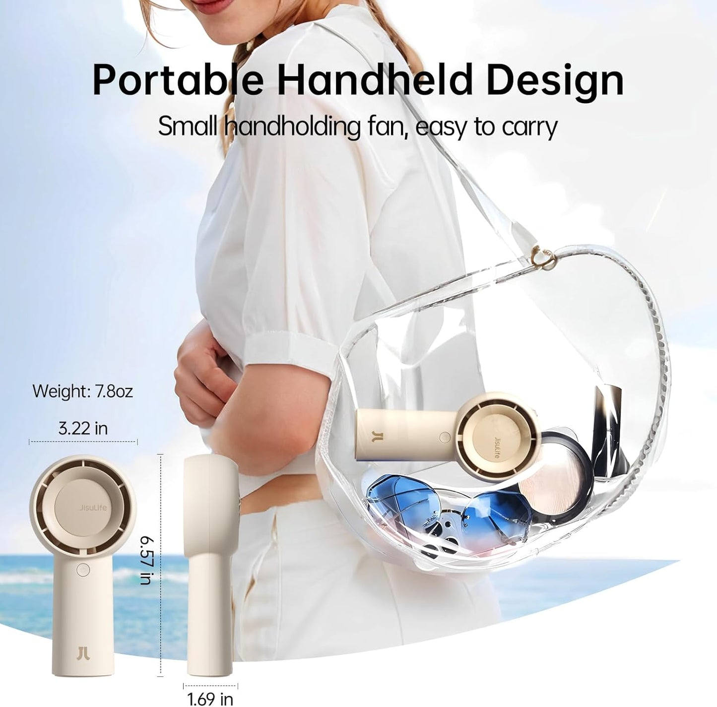 JISULIFE Handheld Portable Turbo Fan [16H Max Cooling Time], 4000mAh U