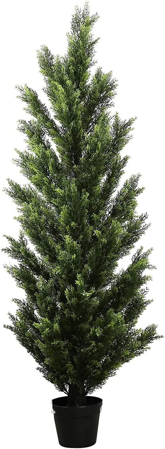 Silk Tree Warehouse One 5 Foot Artificial Topiary Cedar Tree Potted Indoor Outdoor Plant