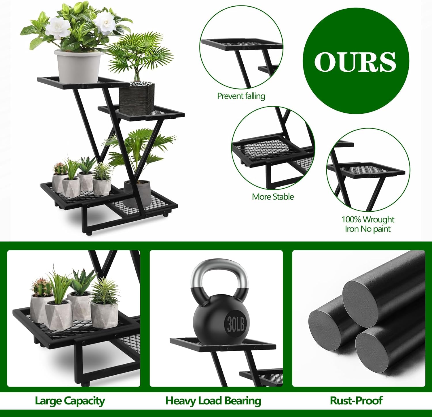 4Tier plant stand，outdoor plant stands for patio，Planter Display Shelv