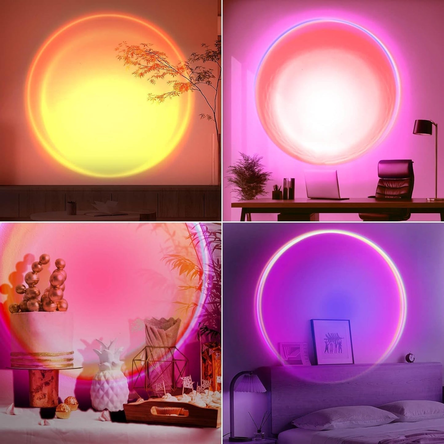 Sunset Lamp Projection, Sunset Night Light Rainbow Projector 180° 16 Color Changing 4 Modes, Vlog, Photography, Decorative, Party Decor, Gift for Women(16 Color) (red)