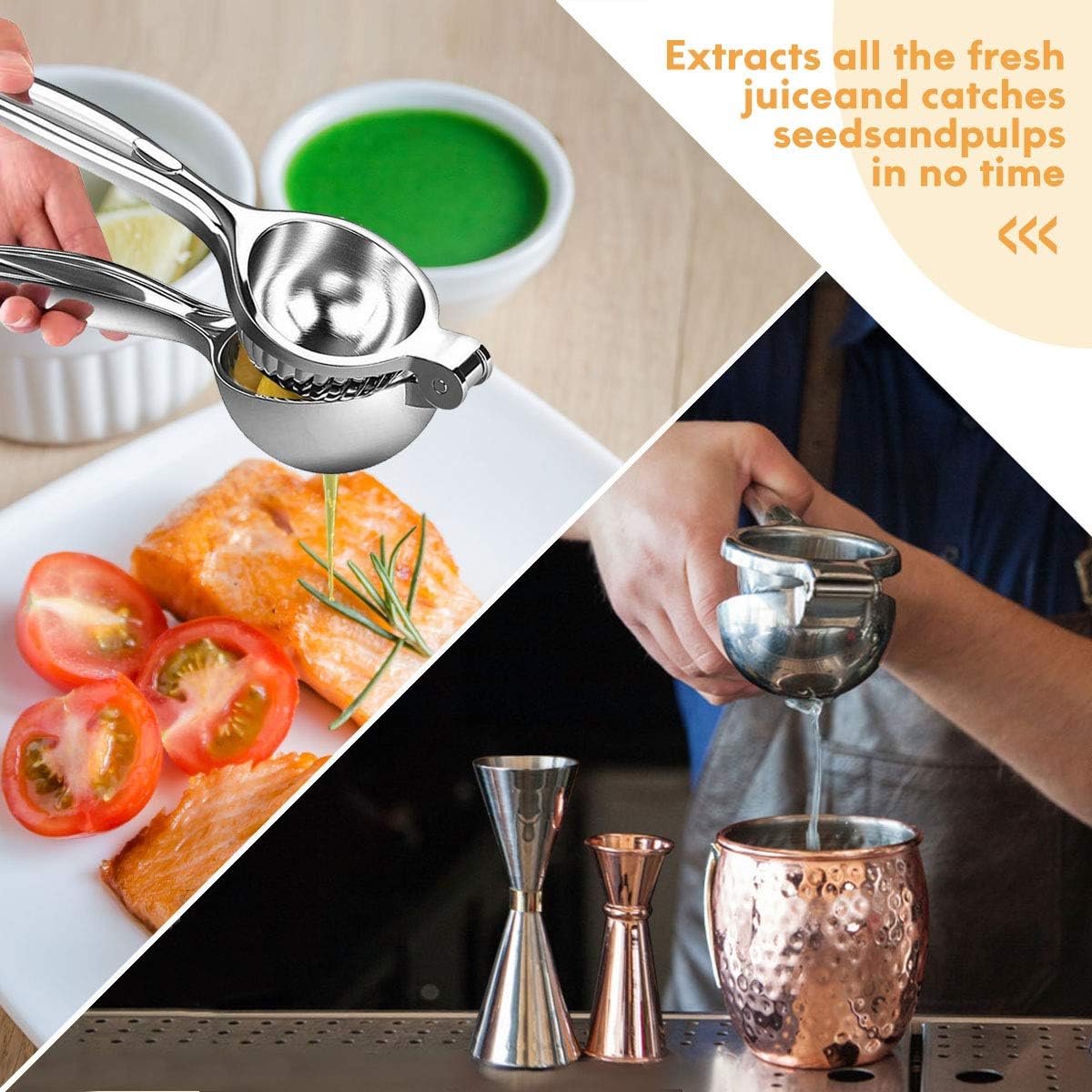 Lemon Squeezer, Lemon Squeezer Juicer, Citrus Juicer Handheld, Metal Lemon Hand Press, Lime Squeezer Bar Tool, Manual Citrus Press w/Stainless Steel Zester